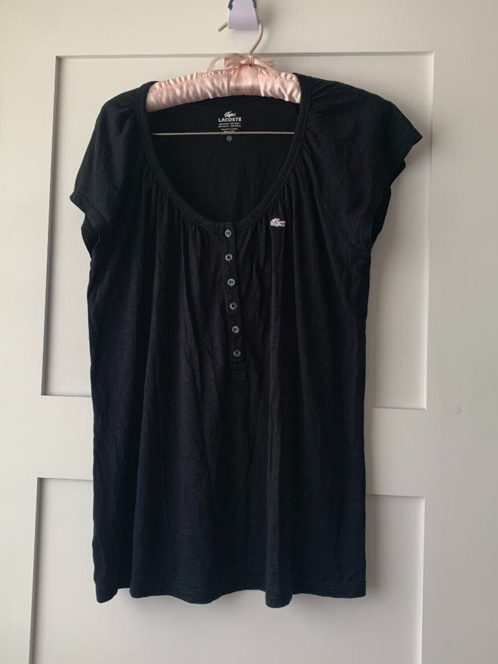 Black Lacoste Scoop Neck Top